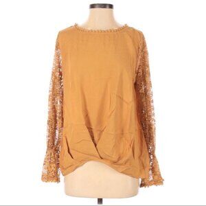 ENTRO Lace Crochet Long Sleeve Blouse